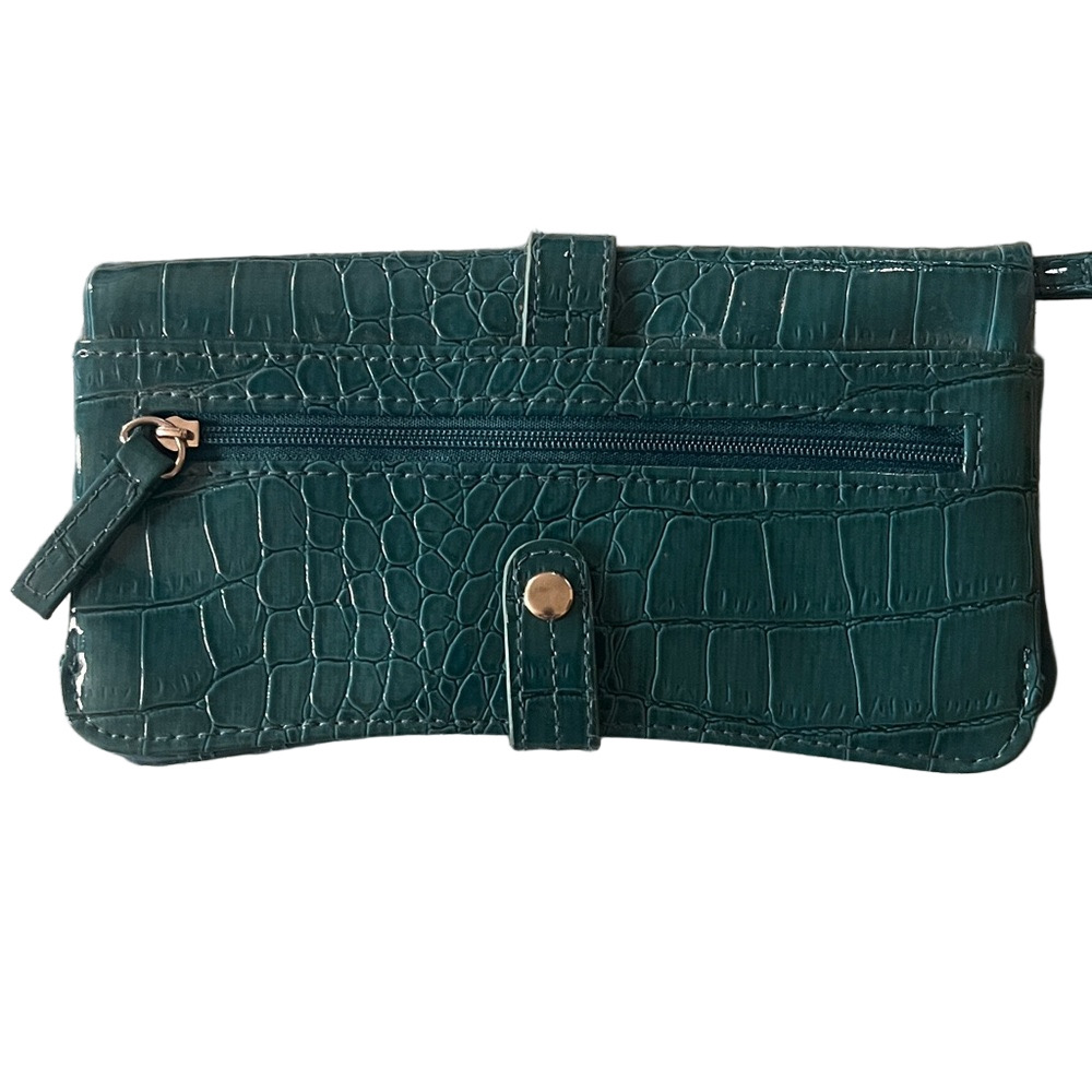 Teal Crocodile-Embossed Women's Wallet | NWOT